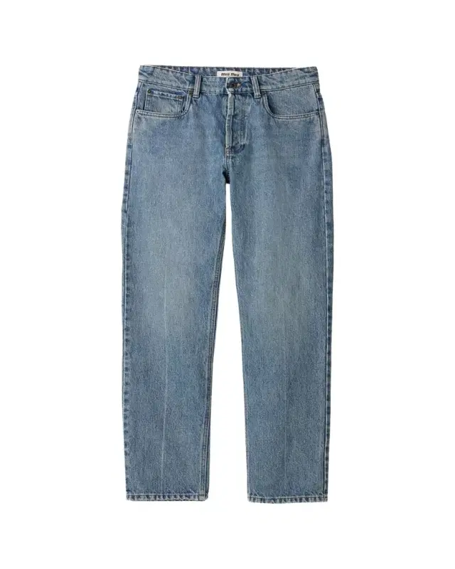 Mid-Rise Straight-Leg Denim Trousers