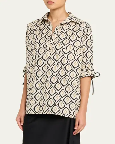 Max Mara Geometric-Print Cotton Shirt | Thumbnail 4