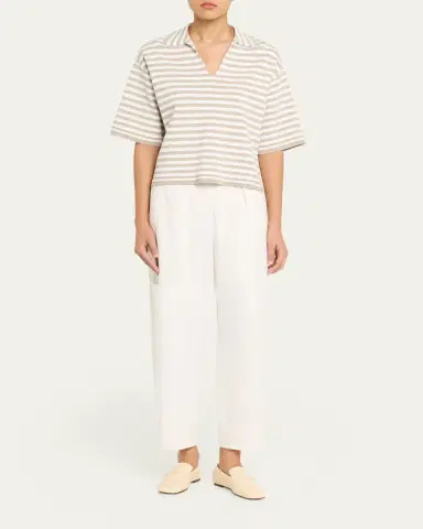 Max Mara Striped Short-Sleeve Oversized Polo Top | Thumbnail 2 Max Mara Striped Short-Sleeve Oversized Polo Top | Thumbnail 2