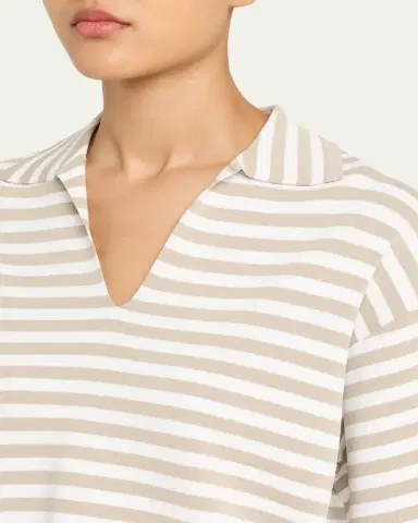 Max Mara Striped Short-Sleeve Oversized Polo Top | Thumbnail 5 Max Mara Striped Short-Sleeve Oversized Polo Top | Thumbnail 5