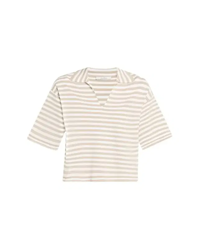 Max Mara Striped Short-Sleeve Oversized Polo Top