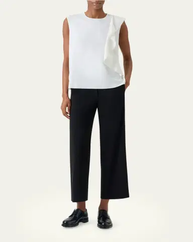Akris punto Ruffle Lasercut Crepe Sleeveless Blouse | Thumbnail 2 Akris punto Ruffle Lasercut Crepe Sleeveless Blouse | Thumbnail 2