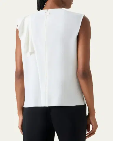 Akris punto Ruffle Lasercut Crepe Sleeveless Blouse | Thumbnail 3 Akris punto Ruffle Lasercut Crepe Sleeveless Blouse | Thumbnail 3