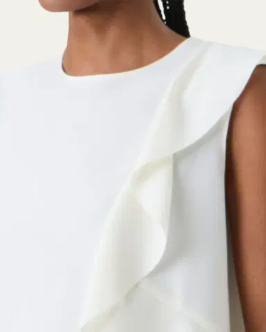Akris punto Ruffle Lasercut Crepe Sleeveless Blouse | Thumbnail 5 Akris punto Ruffle Lasercut Crepe Sleeveless Blouse | Thumbnail 5
