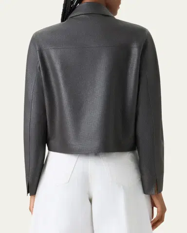 Akris punto Perforated Leather Short Jacket | Thumbnail 3 Akris punto Perforated Leather Short Jacket | Thumbnail 3