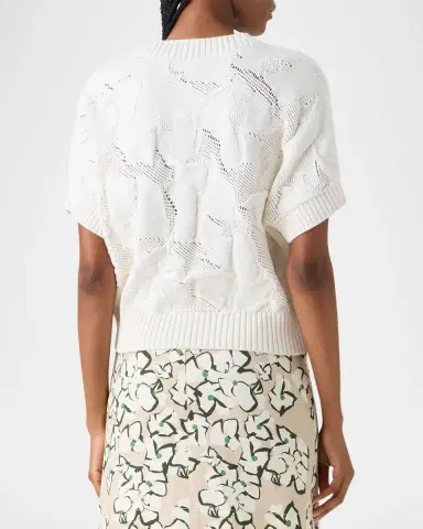 Akris punto Chunky Flower Ajour Knit Short-Sleeve Sweater | Thumbnail 2 Akris punto Chunky Flower Ajour Knit Short-Sleeve Sweater | Thumbnail 2