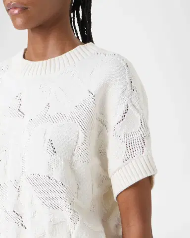 Akris punto Chunky Flower Ajour Knit Short-Sleeve Sweater | Thumbnail 4 Akris punto Chunky Flower Ajour Knit Short-Sleeve Sweater | Thumbnail 4