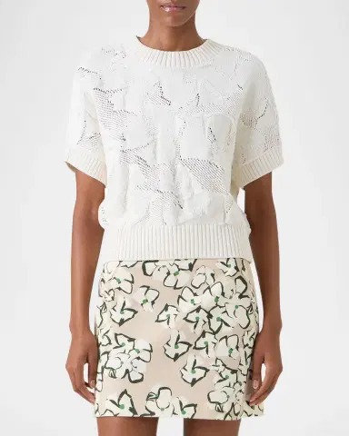 Akris punto Chunky Flower Ajour Knit Short-Sleeve Sweater | Thumbnail 5 Akris punto Chunky Flower Ajour Knit Short-Sleeve Sweater | Thumbnail 5