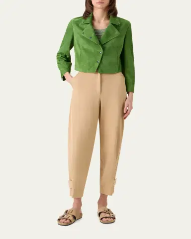 Akris punto Suede Crop Moto Jacket | Thumbnail 2 Akris punto Suede Crop Moto Jacket | Thumbnail 2