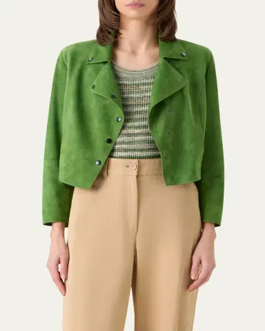 Akris punto Suede Crop Moto Jacket | Thumbnail 4 Akris punto Suede Crop Moto Jacket | Thumbnail 4