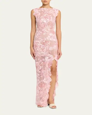Bronx and Banco Ellie Sleeveless Sequin Floral Column Gown | Thumbnail 2