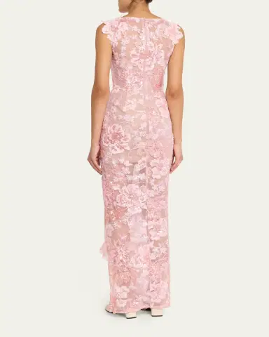 Bronx and Banco Ellie Sleeveless Sequin Floral Column Gown | Thumbnail 3