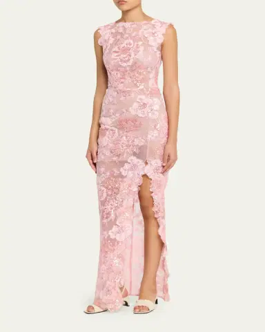 Bronx and Banco Ellie Sleeveless Sequin Floral Column Gown | Thumbnail 4