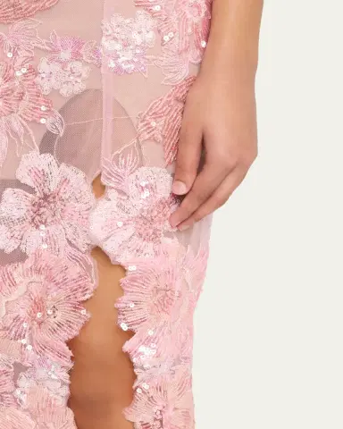 Bronx and Banco Ellie Sleeveless Sequin Floral Column Gown | Thumbnail 5