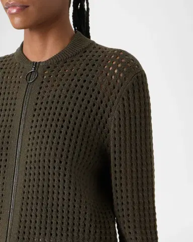 Akris punto Chunky Cotton Mesh Zip Bomber Cardigan | Thumbnail 4 Akris punto Chunky Cotton Mesh Zip Bomber Cardigan | Thumbnail 4