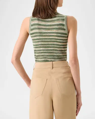 Akris punto Scoop-Neck Space Dye Merino Wool Rib Tank Top | Thumbnail 2