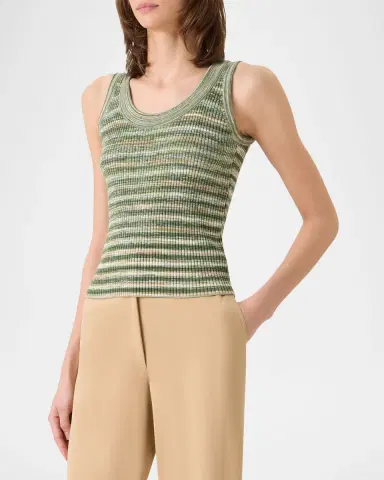 Akris punto Scoop-Neck Space Dye Merino Wool Rib Tank Top | Thumbnail 3