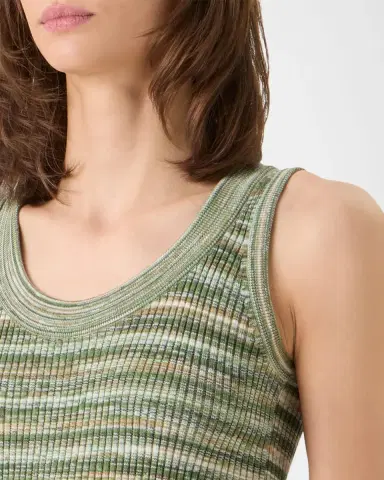 Akris punto Scoop-Neck Space Dye Merino Wool Rib Tank Top | Thumbnail 4