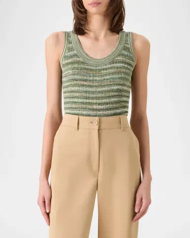 Akris punto Scoop-Neck Space Dye Merino Wool Rib Tank Top | Thumbnail 5