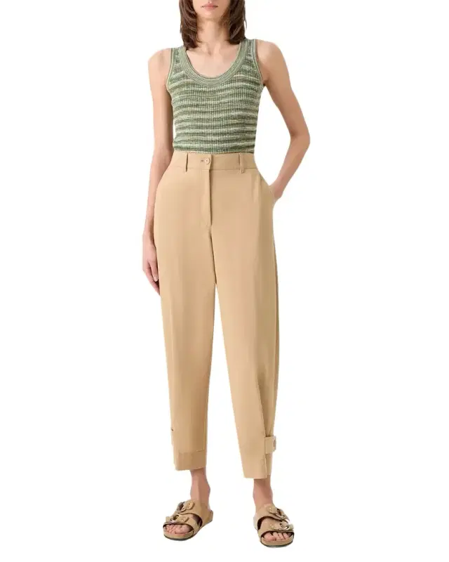 Akris punto Scoop-Neck Space Dye Merino Wool Rib Tank Top