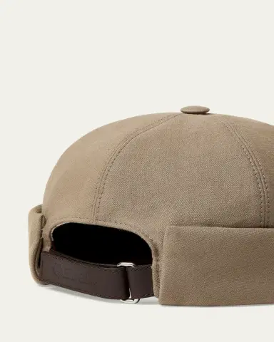 Loro Piana Men's Sasha Linen Beanie Hat with Leather Strap | Thumbnail 2