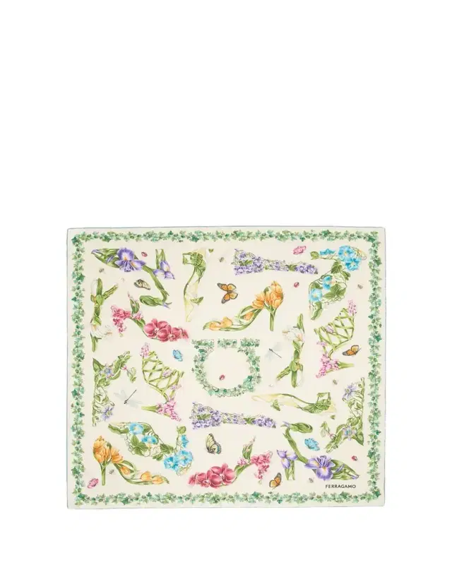 Ferragamo Eden Shoes-Print Silk Scarf