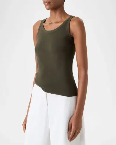 Akris punto Cotton Rib Scoop-Neck Tank Top | Thumbnail 3