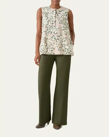 Akris punto Papercut Flower Print Cotton Poplin Sleeveless Tunic Blouse | Thumbnail 2 Akris punto Papercut Flower Print Cotton Poplin Sleeveless Tunic Blouse | Thumbnail 2