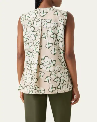 Akris punto Papercut Flower Print Cotton Poplin Sleeveless Tunic Blouse | Thumbnail 3 Akris punto Papercut Flower Print Cotton Poplin Sleeveless Tunic Blouse | Thumbnail 3