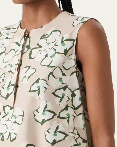 Akris punto Papercut Flower Print Cotton Poplin Sleeveless Tunic Blouse | Thumbnail 5 Akris punto Papercut Flower Print Cotton Poplin Sleeveless Tunic Blouse | Thumbnail 5
