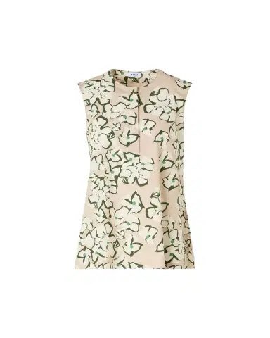 Akris punto Papercut Flower Print Cotton Poplin Sleeveless Tunic Blouse | Thumbnail 1 Akris punto Papercut Flower Print Cotton Poplin Sleeveless Tunic Blouse | Thumbnail 1