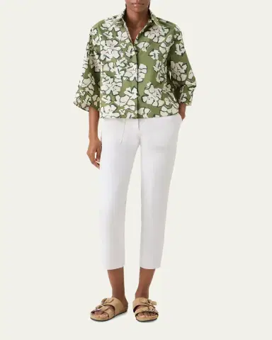 Akris punto Papercut Flower Print Cotton Poplin Button-Down Shirt | Thumbnail 2 Akris punto Papercut Flower Print Cotton Poplin Button-Down Shirt | Thumbnail 2