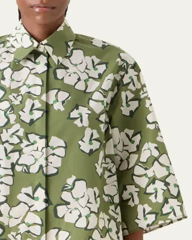 Akris punto Papercut Flower Print Cotton Poplin Button-Down Shirt | Thumbnail 5 Akris punto Papercut Flower Print Cotton Poplin Button-Down Shirt | Thumbnail 5