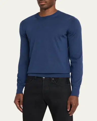 Tom Ford Men's Fine Gauge Cashmere-Blend Sweater | Thumbnail 4