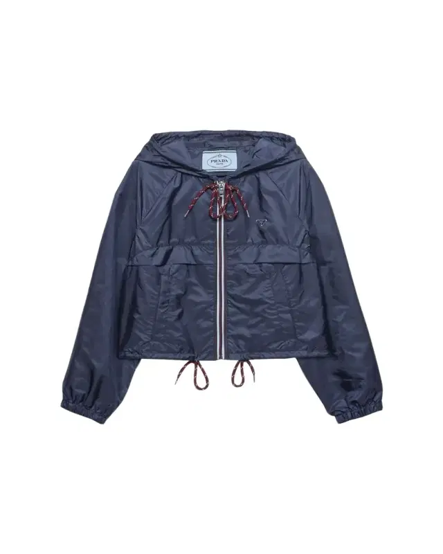Cropped Re-Nylon Hooded Zip Jacket