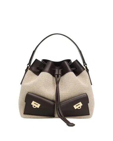 Ferragamo Harley Multipocket Bucket Bag in Canvas and Leather | Thumbnail 1 Ferragamo Harley Multipocket Bucket Bag in Canvas and Leather | Thumbnail 1