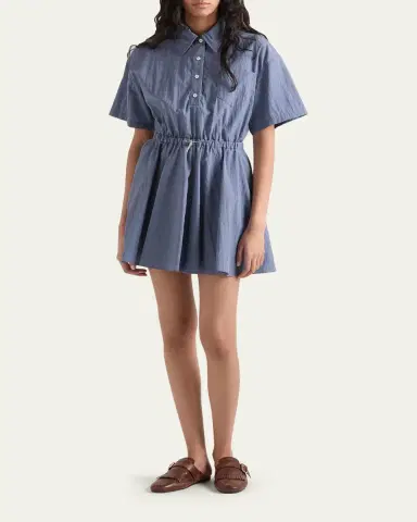Prada Re-Nylon Drawstring Mini Shirtdress | Thumbnail 2 Prada Re-Nylon Drawstring Mini Shirtdress | Thumbnail 2