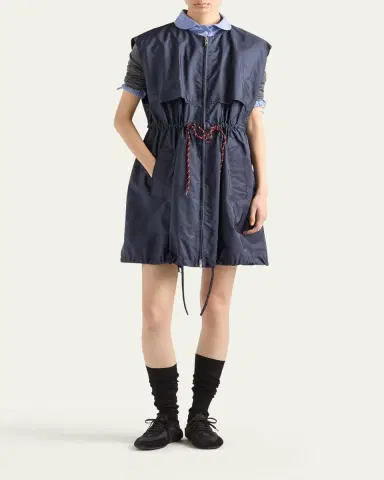 Prada Re-Nylon Sleeveless Drawstring Mini Dress | Thumbnail 2 Prada Re-Nylon Sleeveless Drawstring Mini Dress | Thumbnail 2