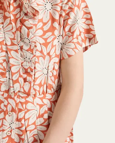 Prada Floral-Print Pleated Pongé Dress | Thumbnail 4 Prada Floral-Print Pleated Pongé Dress | Thumbnail 4
