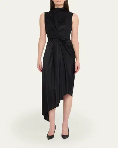 Balenciaga Melton Twisted Brushed Jersey Asymmetric Dress | Thumbnail 2 Balenciaga Melton Twisted Brushed Jersey Asymmetric Dress | Thumbnail 2