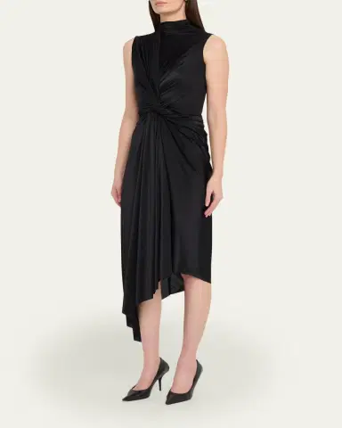 Balenciaga Melton Twisted Brushed Jersey Asymmetric Dress | Thumbnail 4 Balenciaga Melton Twisted Brushed Jersey Asymmetric Dress | Thumbnail 4