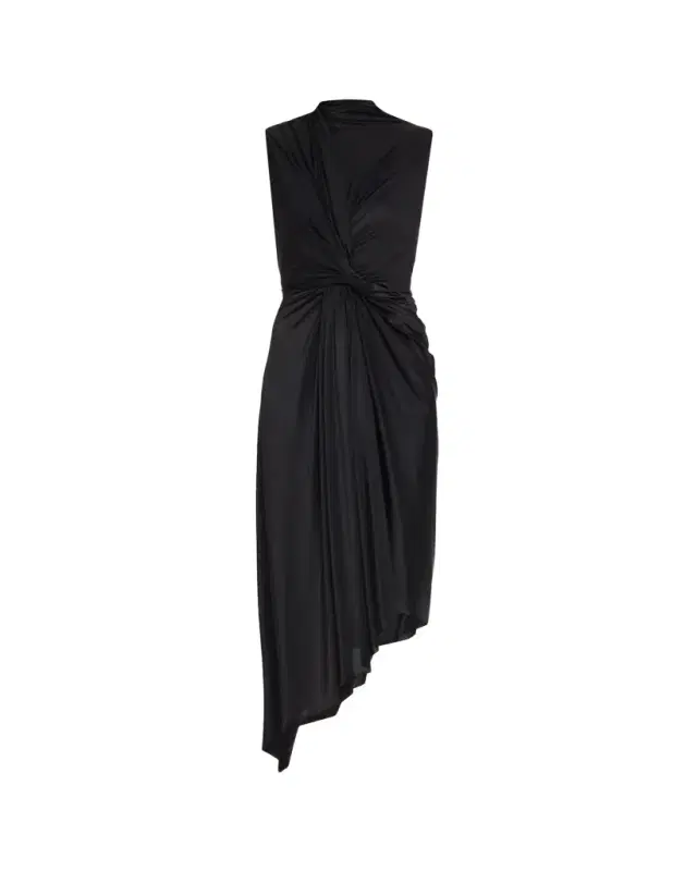 Melton Twisted Brushed Jersey Asymmetric Dress