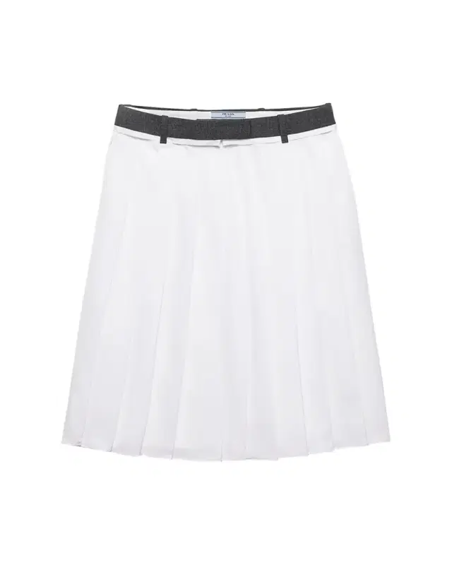 Prada Pleated Poplin And Rush Stitch Midi Skirt
