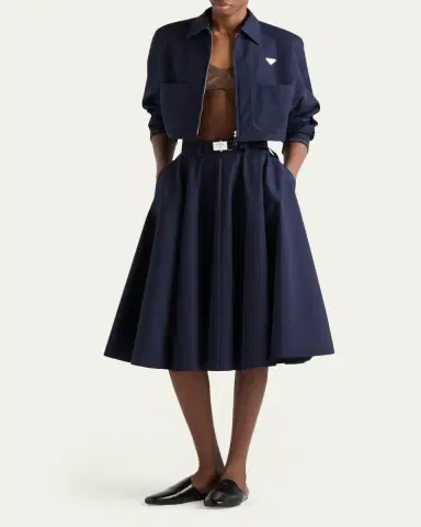 Prada Patch-Pocket Cotton Crop Zip Jacket | Thumbnail 2