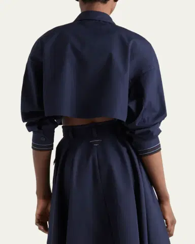 Prada Patch-Pocket Cotton Crop Zip Jacket | Thumbnail 3