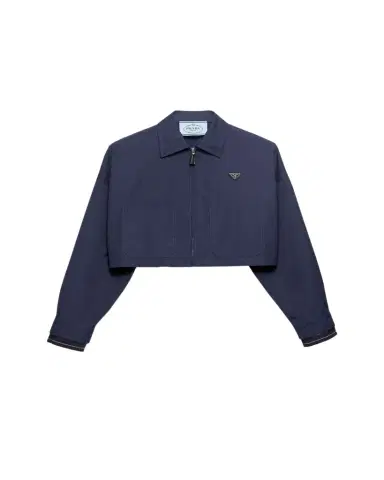Prada Patch-Pocket Cotton Crop Zip Jacket | Thumbnail 1