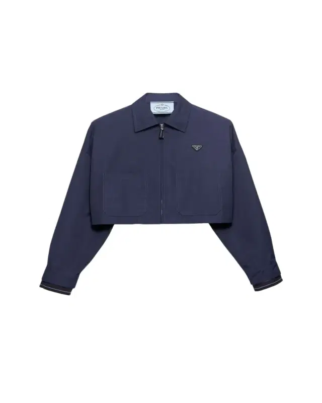 Prada Patch-Pocket Cotton Crop Zip Jacket
