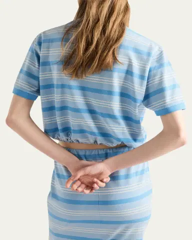 Prada Cropped Striped Piqué Polo Shirt | Thumbnail 3 Prada Cropped Striped Piqué Polo Shirt | Thumbnail 3