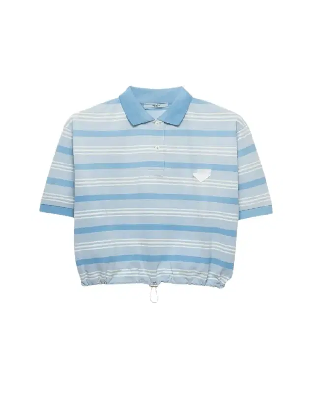 Cropped Striped Piqué Polo Shirt