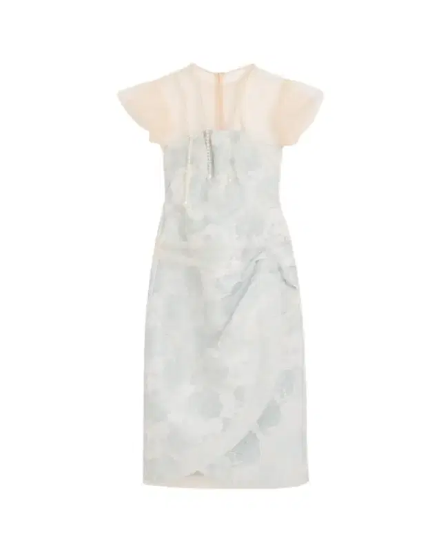 Embellished Tulle Layered Floral-Jacquard Midi Dress